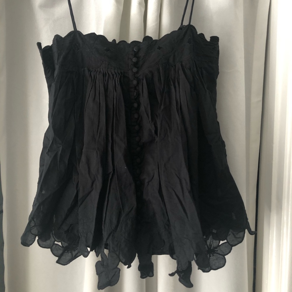 Catherine Maladrino Black Embroidered Top